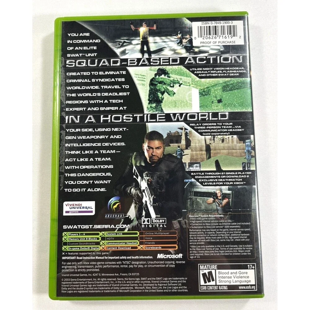 SWAT Global Strike Team Original Microsoft Xbox Complete with Manual Tested